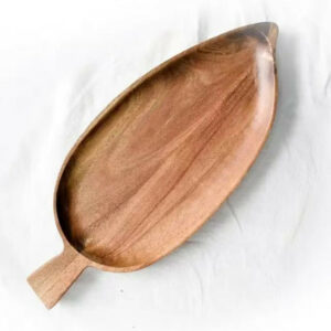 Wooden leaf dinner plate